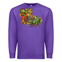 Purple Louisiana Map With Mardi Gras Crocodile Premium Sweatshirt - RanaPortraitStore
