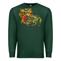 Sports Green Louisiana Map With Mardi Gras Crocodile Premium Sweatshirt - RanaPortraitStore