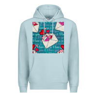 Blue Mist valentines day envelope with hearts Premium Hoodie - BundleAndBundleShop