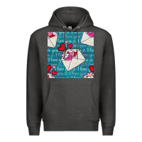 Charcoal Heather valentines day envelope with hearts Premium Hoodie - BundleAndBundleShop