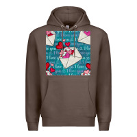 Coffee valentines day envelope with hearts Premium Hoodie - BundleAndBundleShop