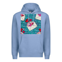Colony Blue valentines day envelope with hearts Premium Hoodie - BundleAndBundleShop