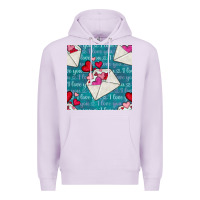 Lilac valentines day envelope with hearts Premium Hoodie - BundleAndBundleShop