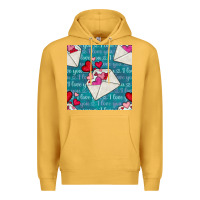 Mustard valentines day envelope with hearts Premium Hoodie - BundleAndBundleShop