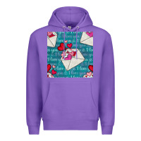 Purple valentines day envelope with hearts Premium Hoodie - BundleAndBundleShop