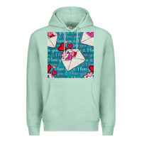 Seafoam valentines day envelope with hearts Premium Hoodie - BundleAndBundleShop