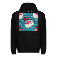 Black valentines day envelope with hearts Premium Hoodie - BundleAndBundleShop