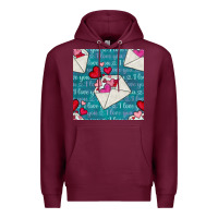 Burgundy valentines day envelope with hearts Premium Hoodie - BundleAndBundleShop