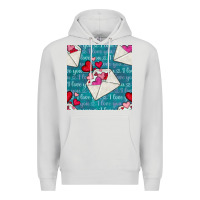 Dove Grey valentines day envelope with hearts Premium Hoodie - BundleAndBundleShop