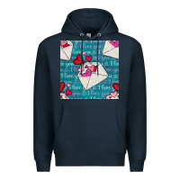 Navy valentines day envelope with hearts Premium Hoodie - BundleAndBundleShop