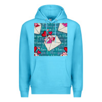 Ocean Blue valentines day envelope with hearts Premium Hoodie - BundleAndBundleShop