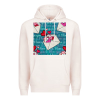 Pale Pink valentines day envelope with hearts Premium Hoodie - BundleAndBundleShop