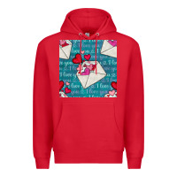 Red valentines day envelope with hearts Premium Hoodie - BundleAndBundleShop