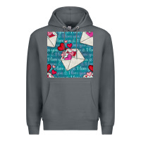 Rock valentines day envelope with hearts Premium Hoodie - BundleAndBundleShop