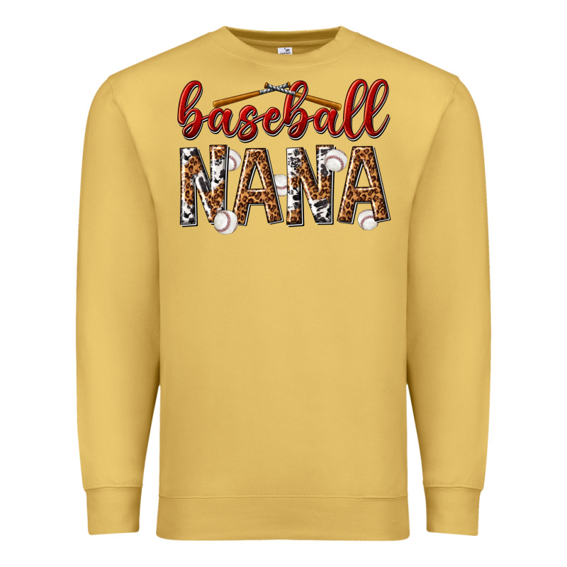 Baseball Nana With Leopard Premium Sweatshirt by texasbilliewilder | Teevron