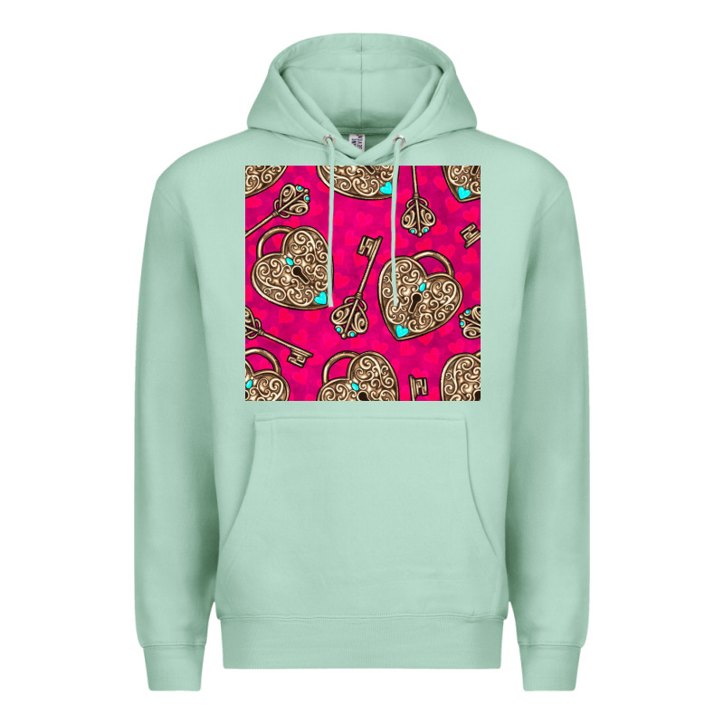 Valentines Day Lock And Key Seamless Pattern Premium Hoodie by BundleAndBundleShop | Teevron