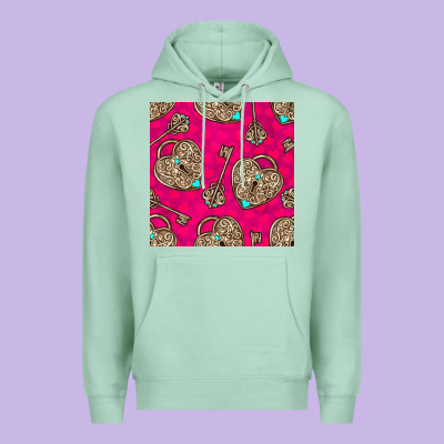 Valentines Day Lock And Key Seamless Pattern Premium Hoodie Designed By Bundleandbundleshop