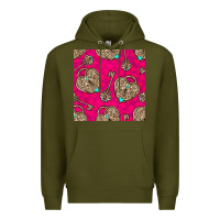Army Green valentines day lock and key seamless pattern Premium Hoodie - BundleAndBundleShop