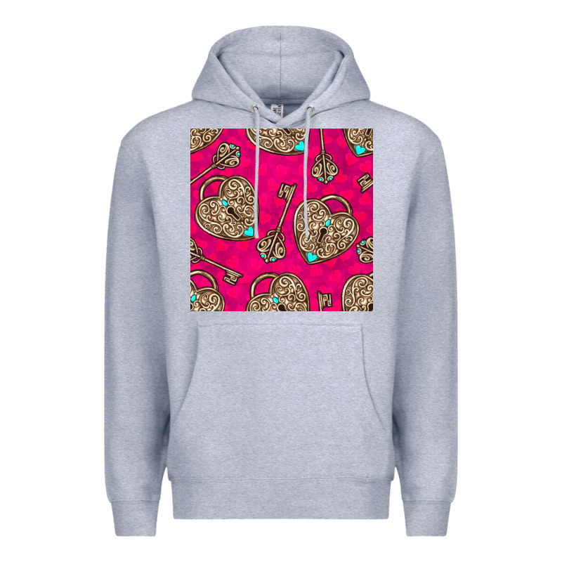 Valentines Day Lock And Key Seamless Pattern Premium Hoodie by BundleAndBundleShop | Teevron