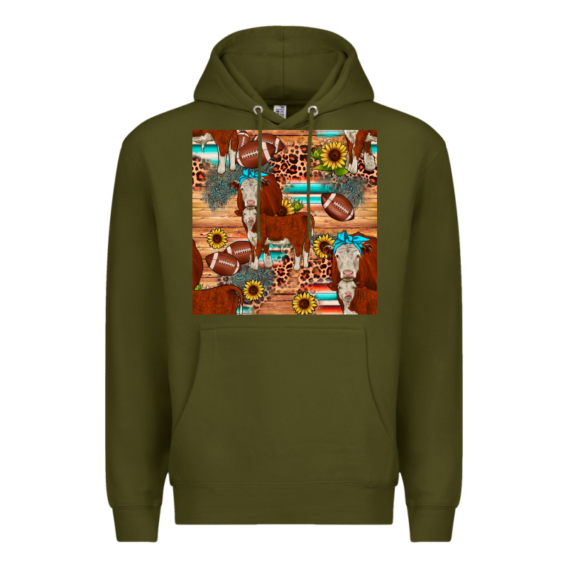 Football Hereford Sunflower Seamless Pattern Premium Hoodie by JahusDesignShop | Teevron