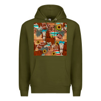 Army Green football hereford sunflower seamless pattern Premium Hoodie - JahusDesignShop