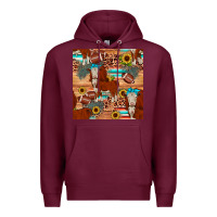 Burgundy football hereford sunflower seamless pattern Premium Hoodie - JahusDesignShop