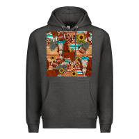 Charcoal Heather football hereford sunflower seamless pattern Premium Hoodie - JahusDesignShop