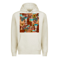 Oatmeal Heather football hereford sunflower seamless pattern Premium Hoodie - JahusDesignShop