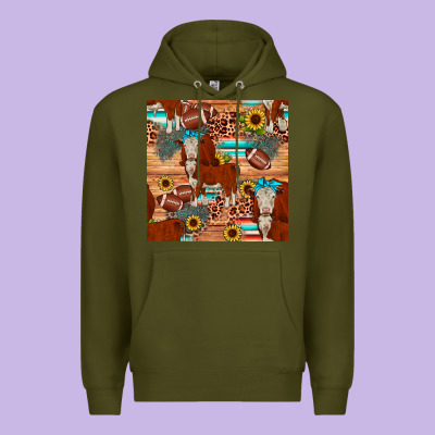 Football Hereford Sunflower Seamless Pattern Premium Hoodie Designed By Jahusdesignshop