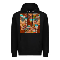 Black football hereford sunflower seamless pattern Premium Hoodie - JahusDesignShop