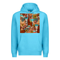 Ocean Blue football hereford sunflower seamless pattern Premium Hoodie - JahusDesignShop