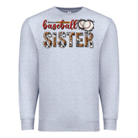 Heather Grey baseball sister with leopard Premium Sweatshirt - texasbilliewilder