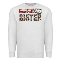 Oatmeal Heather baseball sister with leopard Premium Sweatshirt - texasbilliewilder