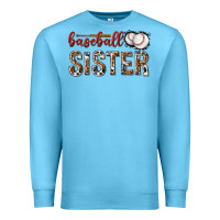 Ocean Blue baseball sister with leopard Premium Sweatshirt - texasbilliewilder
