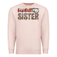 Pale Pink baseball sister with leopard Premium Sweatshirt - texasbilliewilder