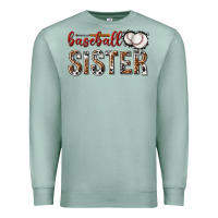 Seafoam baseball sister with leopard Premium Sweatshirt - texasbilliewilder