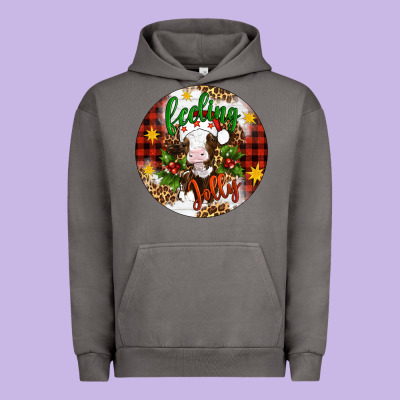 Christmas Feeling Jolly Cow Ornament Urban Hoodie Designed By Artiststas