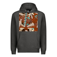 Charcoal Heather football leopard gemstone seamless pattern Premium Hoodie - JahusDesignShop