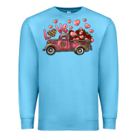 Ocean Blue Love Truck With Roses And Leopard Premium Sweatshirt - RanaPortraitStore