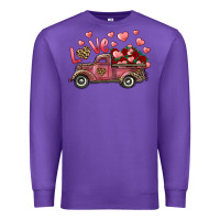 Purple Love Truck With Roses And Leopard Premium Sweatshirt - RanaPortraitStore