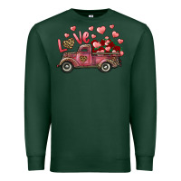Sports Green Love Truck With Roses And Leopard Premium Sweatshirt - RanaPortraitStore