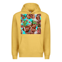 Antique Gold football leopard cactus seamless pattern Premium Hoodie - JahusDesignShop