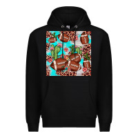 Black football leopard cactus seamless pattern Premium Hoodie - JahusDesignShop