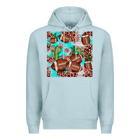 Blue Mist football leopard cactus seamless pattern Premium Hoodie - JahusDesignShop