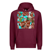 Burgundy football leopard cactus seamless pattern Premium Hoodie - JahusDesignShop