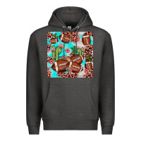 Charcoal Heather football leopard cactus seamless pattern Premium Hoodie - JahusDesignShop