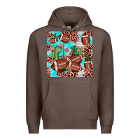 Coffee football leopard cactus seamless pattern Premium Hoodie - JahusDesignShop