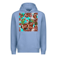 Colony Blue football leopard cactus seamless pattern Premium Hoodie - JahusDesignShop