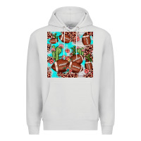 Dove Grey football leopard cactus seamless pattern Premium Hoodie - JahusDesignShop