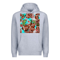 Heather Grey football leopard cactus seamless pattern Premium Hoodie - JahusDesignShop